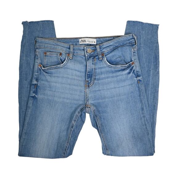 Zara Raw Hem Skinny Jeans Light Wash Womens 6 - Picture 4 of 10